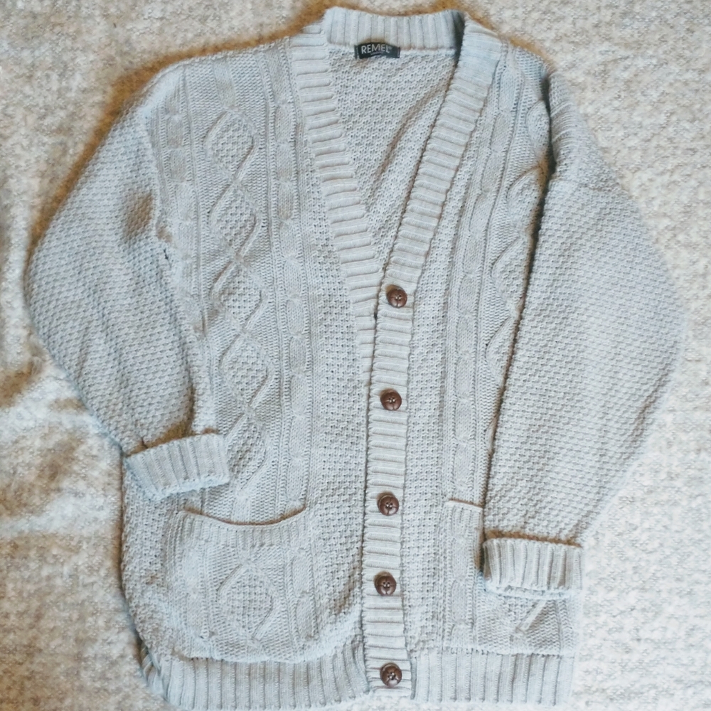 Chunky Heather Gray Cardigan
